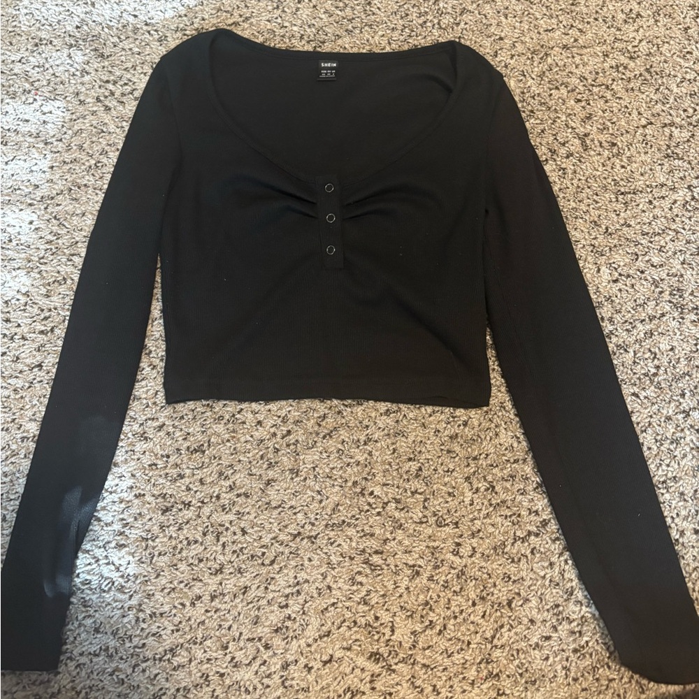 Shein Cropped Black Long Sleeve